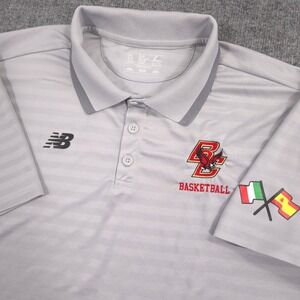 New Balance Boston College Eagles Basketball Polo Mens 2XL Gray Italy Spain Flag